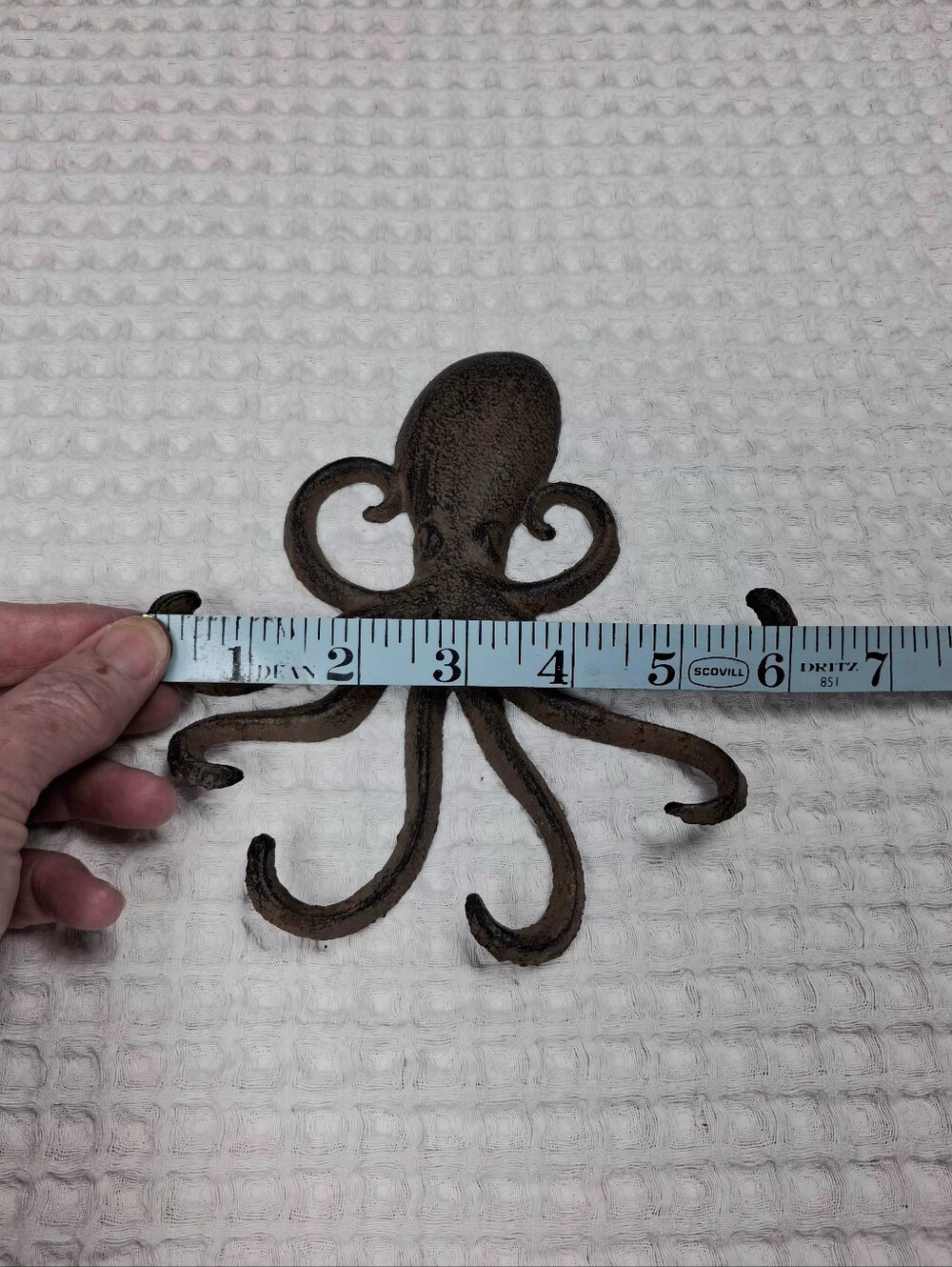 Brown Cast Iron Octopus Key Hook/Hanger 6 Arms - Picture 10 of 11